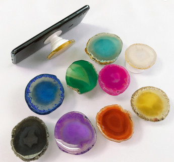 40-60mm Hexagon Agate Slice Universal Cell Phone Expanding Handle Hand Grip Holder and Stand for holder Your Phone