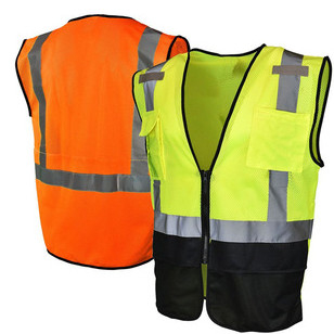Ansi Mens High Vis Safety Clothing Mesh Fabric Custom Logo With Pockets