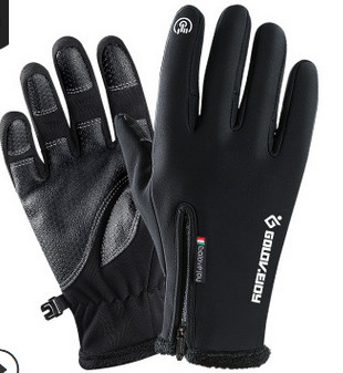 Men Women Waterproof Windproof Gloves Winter Touch Screen Full Finger Zipper