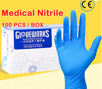 Blue Medical Safety Gloves , Disposable Nitrile Powder Free Examination Gloves