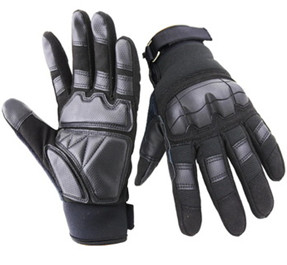 Army Waterproof Safety Gloves Black Long Fasten Strips Knuckle Full Finger