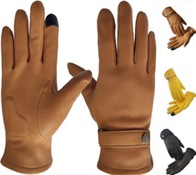 Fashion Men Protective Work Gloves Touch Screen Work Genuine Unlined Leather
