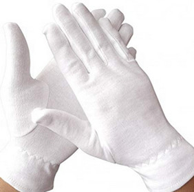 Ceremony Breathable White Cotton Gloves With Wristband For Cosmetic Barber Shop