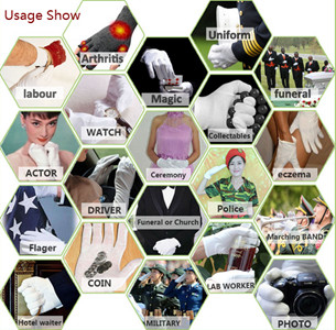 Ceremony Breathable White Cotton Gloves With Wristband For Cosmetic Barber Shop