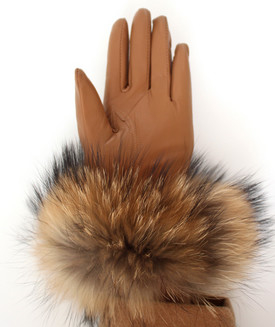 Winter Ladies Fashion Gloves Ladies Sheepskin Mittens Fluffy Fox Raccoon Fur