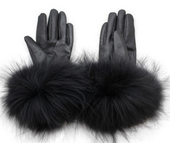 Winter Ladies Fashion Gloves Ladies Sheepskin Mittens Fluffy Fox Raccoon Fur