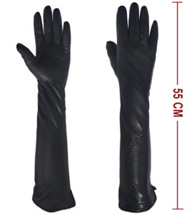 Beauty Elegant Ladies Gloves Multi Color Sheepskin Long Leather Wool Knitted