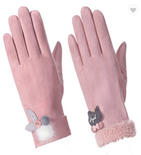 Women Leather Touch Screen Gloves Outdoor Warm Cute Dating Party