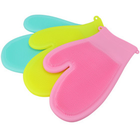 Hot Resistant Silicone Cleaning Gloves 2 In 1 For Pet Hair Care Medium Thickness