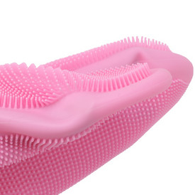Hot Resistant Silicone Cleaning Gloves 2 In 1 For Pet Hair Care Medium Thickness