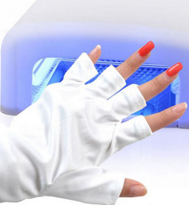 Reusable White Nails UV Protection Gloves For Gel Manicures With UV/LED Lamps
