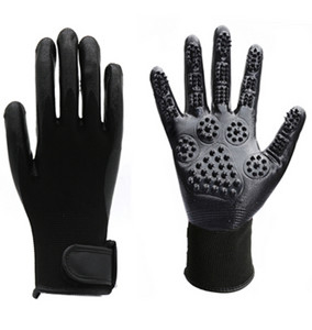 Nitrile Dipping Pet Grooming Gloves Black Pet Cleaning Brushes Horses Dogs Cat