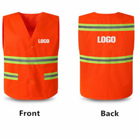Red Color PPE Hi Vis Safety Vest Polyester Fabric Safety Reflective Vest