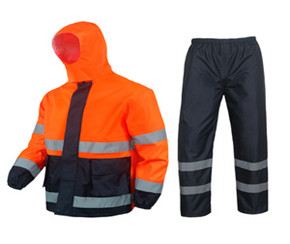 Classic PPE Safety Workwear , Windproof Waterproof Reflective Rain Coats