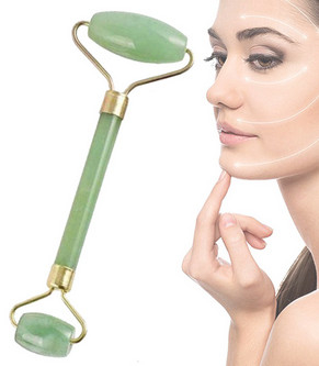Green Gua Sha Scraping Tool , Facial Jade Roller For Face Massage